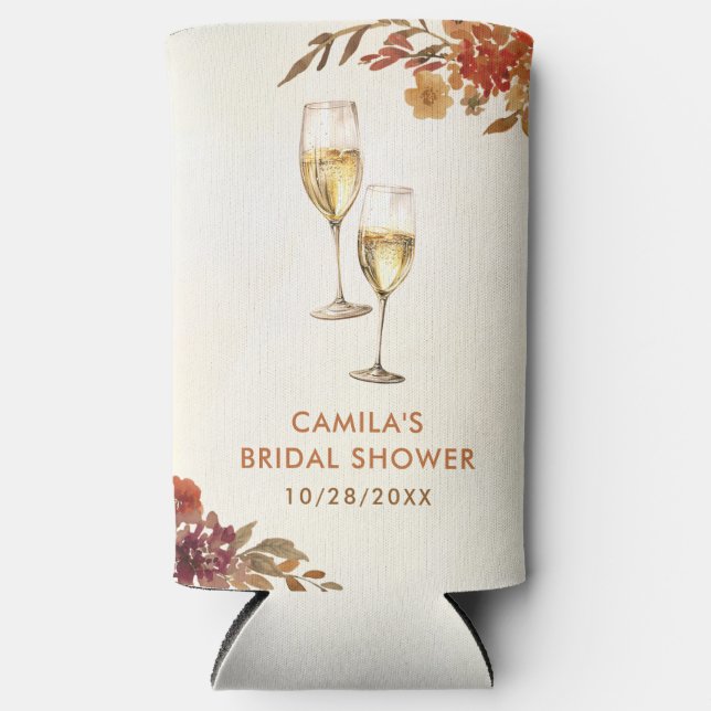 Boho Floral Bridal Shower Seltzer Can Cooler (Front)