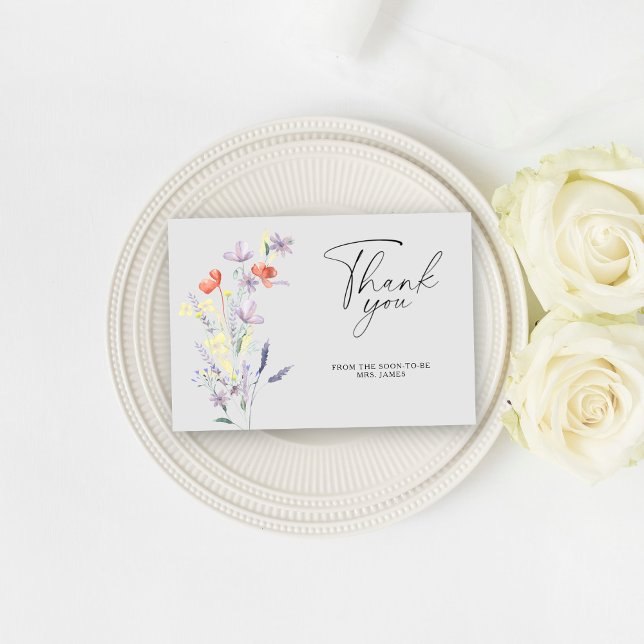 Boho Floral bridal shower thank you card (Creator Uploaded)
