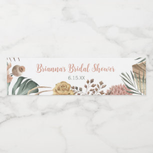 Boho Floral Bridal Shower Water Bottle Label