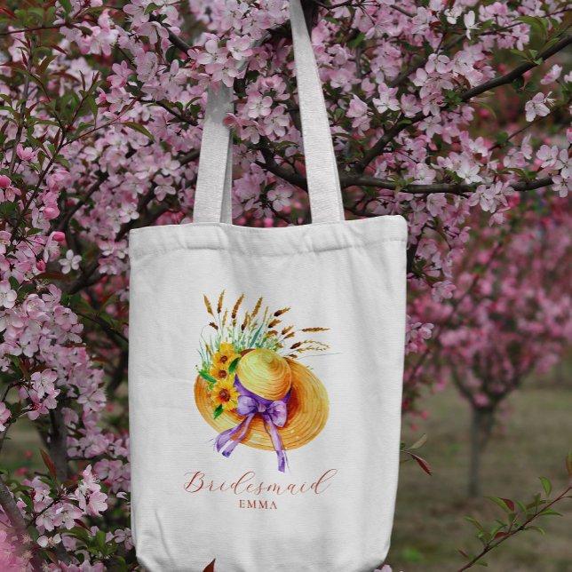 Boho floral bridesmaid name  tote bag (Creator Uploaded)
