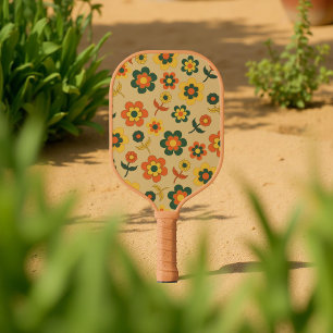 Boho Floral Brown & Beige Botanical Spring Summer Pickleball Paddle