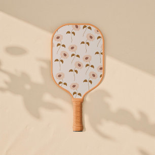 Boho Floral Brown & Beige Botanical Spring Summer Pickleball Paddle