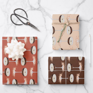 Boho Floral Brown Terracotta Tan Espresso Martini Wrapping Paper Sheet