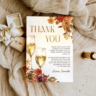 Boho Floral Brunch and Bubbly Bridal Shower Thank You Card
