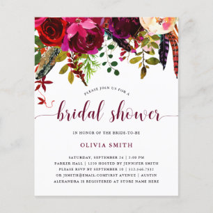 Boho Floral   BUDGET Bridal Shower Invitation