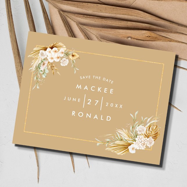 Boho Floral Budget Wedding Save the Date Postcard (Boho Floral Budget Wedding Save the Date Postcard)