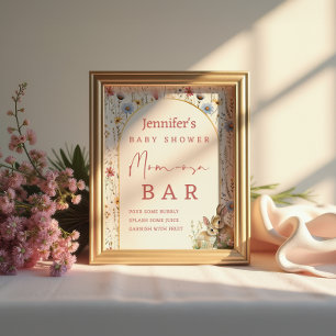 Boho Floral Bunny Beige Mom-osa Bar Sign