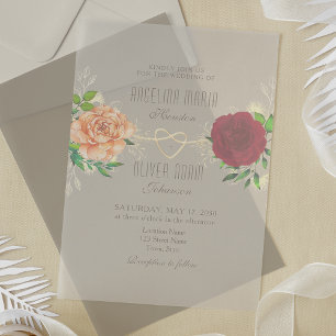 Boho Floral Burgundy Acrylic Wedding Invite Acrylic Invitations