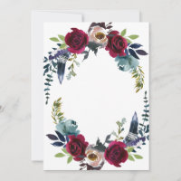 Boho Floral Burgundy Merlot Navy Blue BLANK
