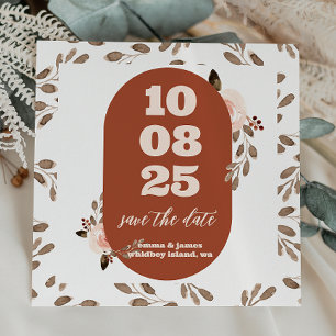 Boho Floral Burnt Orange Save the Date Card