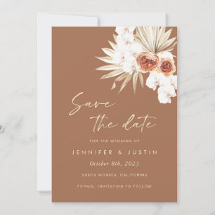 Boho Floral Burnt Orange Save the Date Card