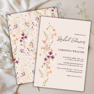 Boho Floral Butterfly Bridal Shower Invitation