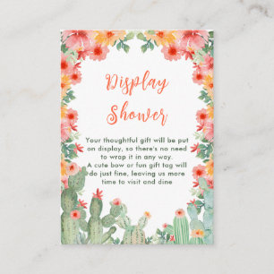 Boho Floral Cactus Display Baby Shower Enclosure Card