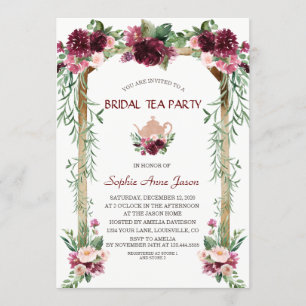 Boho Floral Canopy Fall Bridal Tea Party Invitation