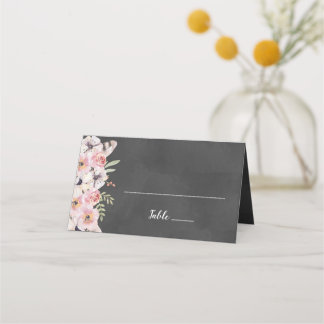Boho Floral Chalkboard Place Card