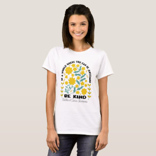 Boho Floral Childhood Cancer Be Kind T-Shirt
