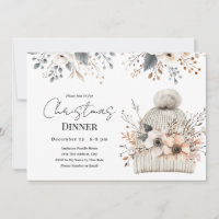 Boho Floral Christmas Dinner Invitation