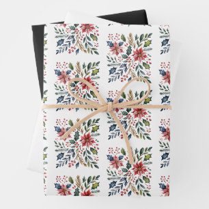Boho Floral Christmas Holiday Winter Cute Holiday Wrapping Paper Sheet