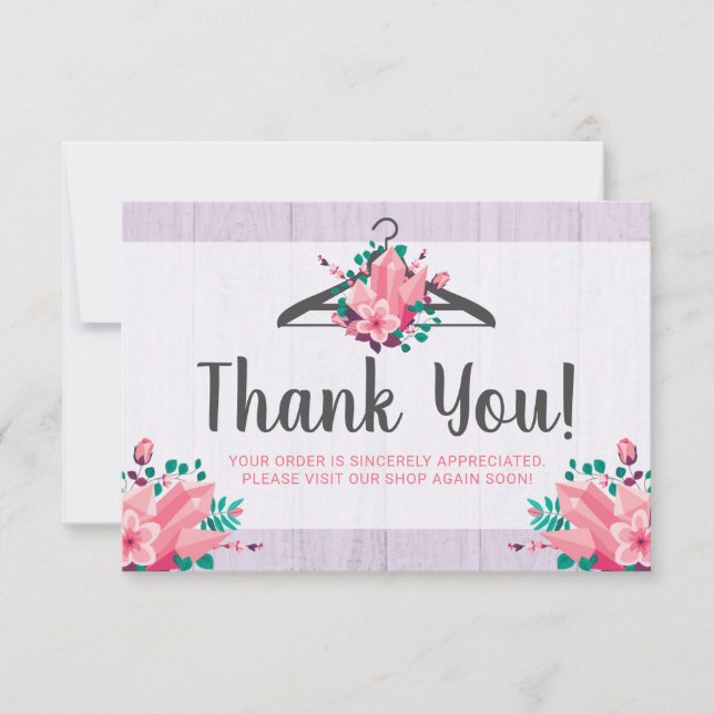 Boho Floral Clothes Hanger Boutique Thank You (Front)