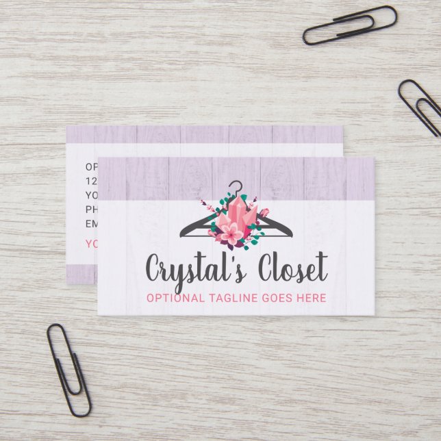 Boho Floral Clothes Hanger Closet Fashion Boutique Business Card (Front/Back In Situ)