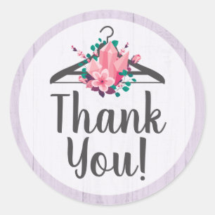 Boho Floral Clothes Hanger Closet Thank You Classic Round Sticker