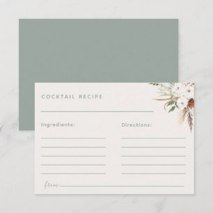 Boho Floral Cocktail Recipe Card