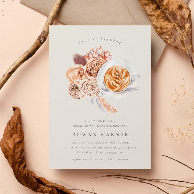 Boho Floral Coffee Bridal Shower Brunch Invitation (Creator Uploaded)
