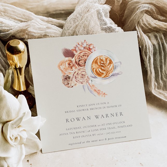 Boho Floral Coffee Bridal Shower Brunch Invitation (Creator Uploaded)