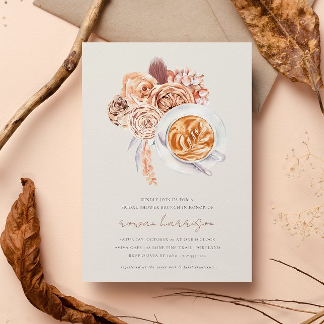 Boho Floral Coffee Bridal Shower Brunch Invitation (Creator Uploaded)