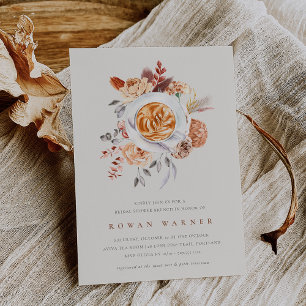 Boho Floral Coffee Bridal Shower Brunch Invitation