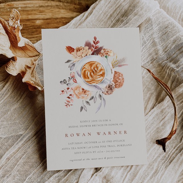 Boho Floral Coffee Bridal Shower Brunch Invitation (Creator Uploaded)