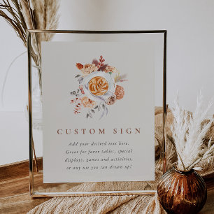 Boho Floral Coffee Bridal Shower Custom Sign