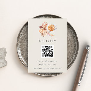 Boho Floral Coffee Bridal Shower QR Code Registry Enclosure Card