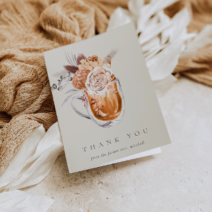 Boho Floral Coffee Bridal Shower Thank You Card