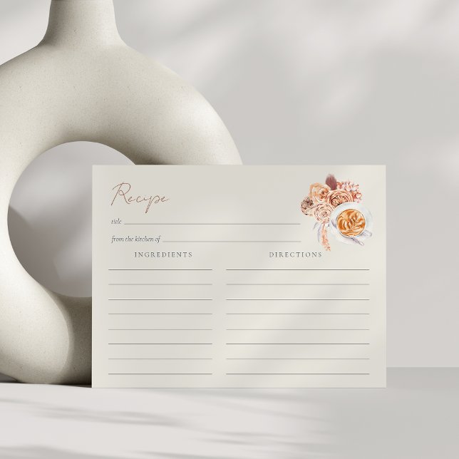 Boho Floral Coffee Cup Bridal Shower Recipe Card (Creator Uploaded)