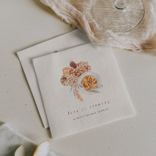 Boho Floral Coffee "Love is Brewing" Bridal Shower Napkin