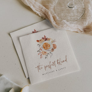 Boho Floral Coffee "The Perfect Blend" Wedding Napkin