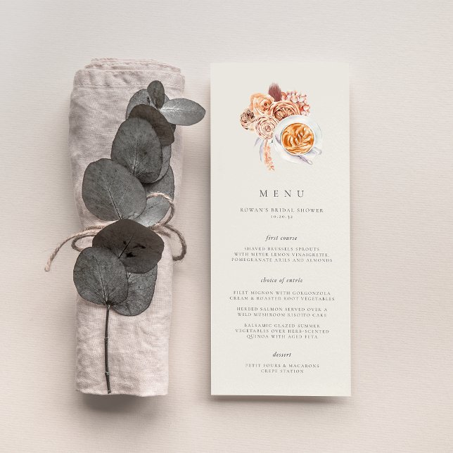 Boho Floral Coffee Theme Bridal Shower Brunch Menu (Creator Uploaded)