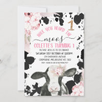Boho Floral Cow Have You Heard The Moos Birthday