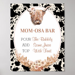 Boho Floral Cow Mum-osa Bar Baby Shower Sign