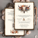 Boho Floral Cow Skull Western Wedding Invitation<br><div class="desc">Amaze your guests with this western theme all in one wedding invitation featuring rustic cow skull and beautiful earthy flowers with QR Code for online RSVP. Simply add your event details on this easy-to-use template to make it a one-of-a-kind invitation.</div>