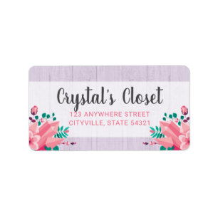 Boho Floral Crystals Boutique Pink Shabby Chic Label
