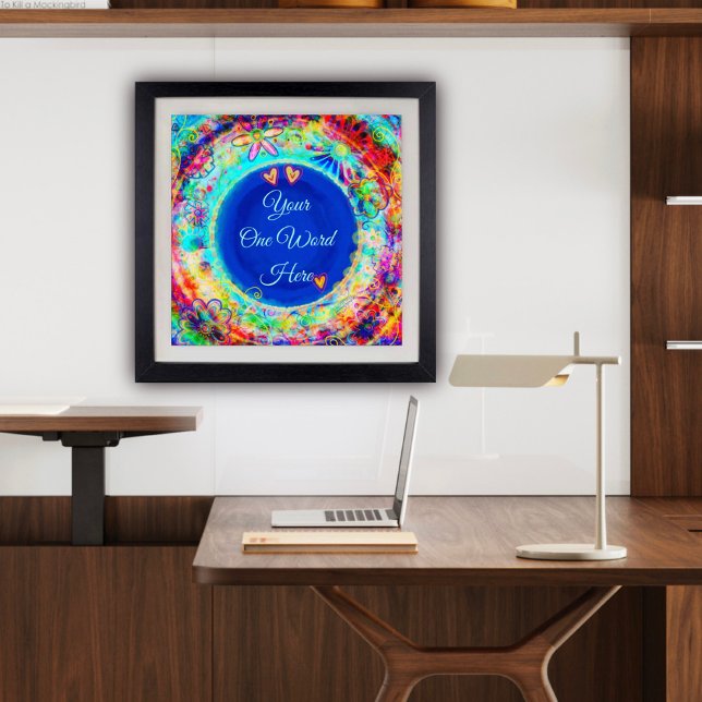 Boho Floral Customised Quote Name One Word Poster (Personalized One Work Art Poster Inspirivity)