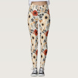 Boho Floral Cute Black Orange Blue Cream Leggings<br><div class="desc">These cute leggings have a bohemian floral pattern all over in oranges,  blues,  yellow,  and cream. Sweet and fun,  perfect for your boho style. Created by Simply Farmhouse Press.</div>