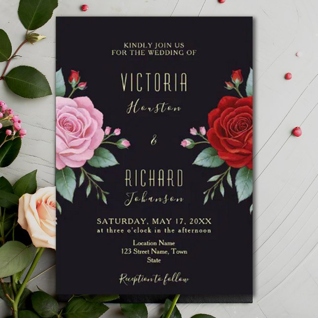 Boho Floral Dark Burgundy Watercolor Wedding Invitation (Creator Uploaded)