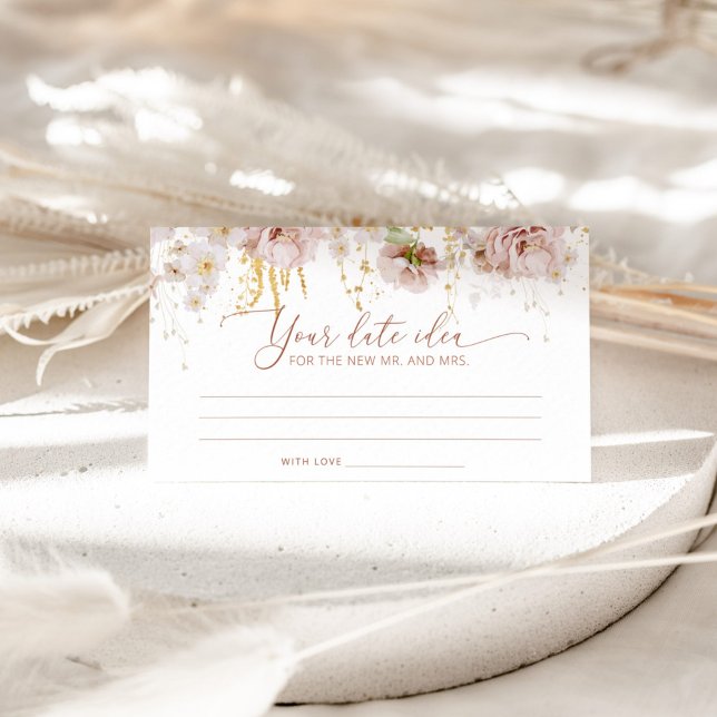 Boho floral Date night ideas. Date jar Enclosure Card (Creator Uploaded)