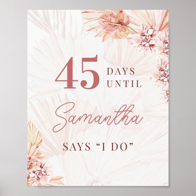 Boho Floral Days Until I Do Wedding Bridal Shower  Poster (Front)