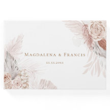 boho floral design wedding guest book