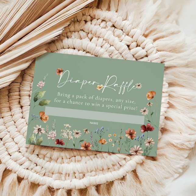 Boho Floral Diaper Raffle Baby Shower Card (Creator Uploaded)