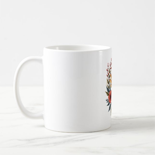 Boho Floral Dragonfly Coffee Mug (Left)